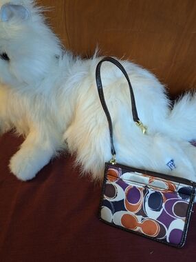 Coach Multicolor Circle Signature Wristlet - Purple, Orange, Brown